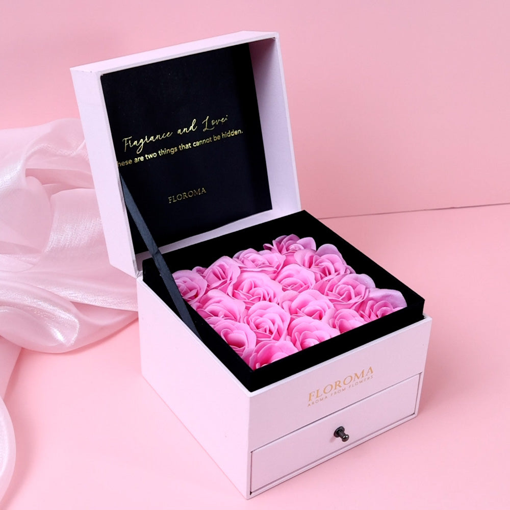 Perfect Gift Set】Double-Drawer Floral Box + Perfume Set