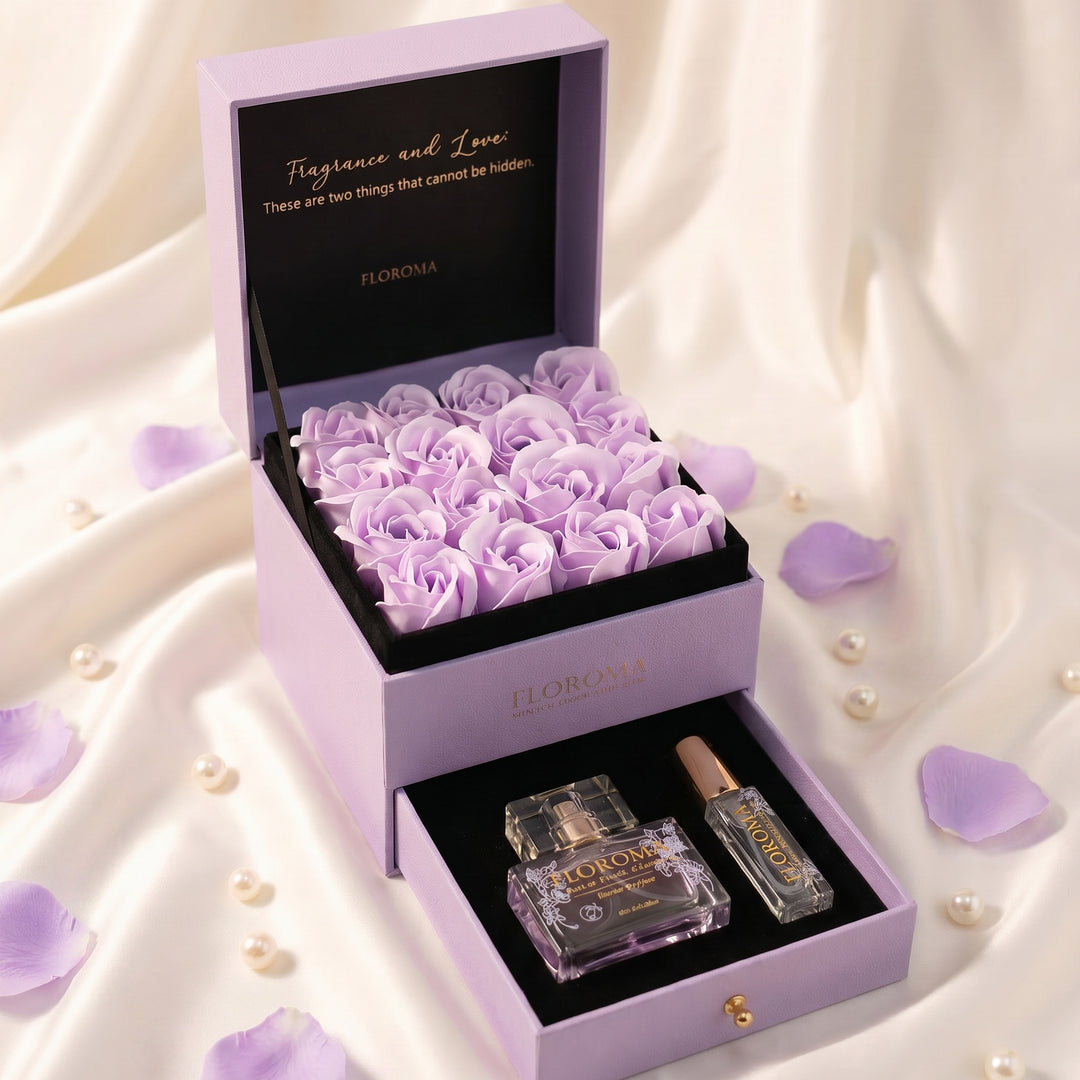 【Perfect Gift Set】Double-Drawer Floral Box + Perfume Set (35ml + 10ml)