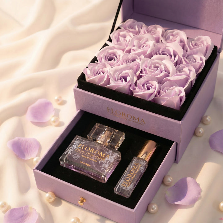 【Perfect Gift Set】Double-Drawer Floral Box + Perfume Set (35ml + 10ml)