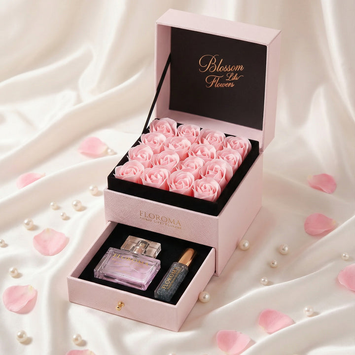 【Perfect Gift Set】Double-Drawer Floral Box + Perfume Set (35ml + 10ml)