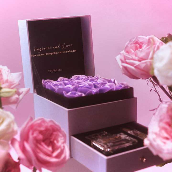 【Perfect Gift Set】Double-Drawer Floral Box + Perfume Set (35ml + 10ml)