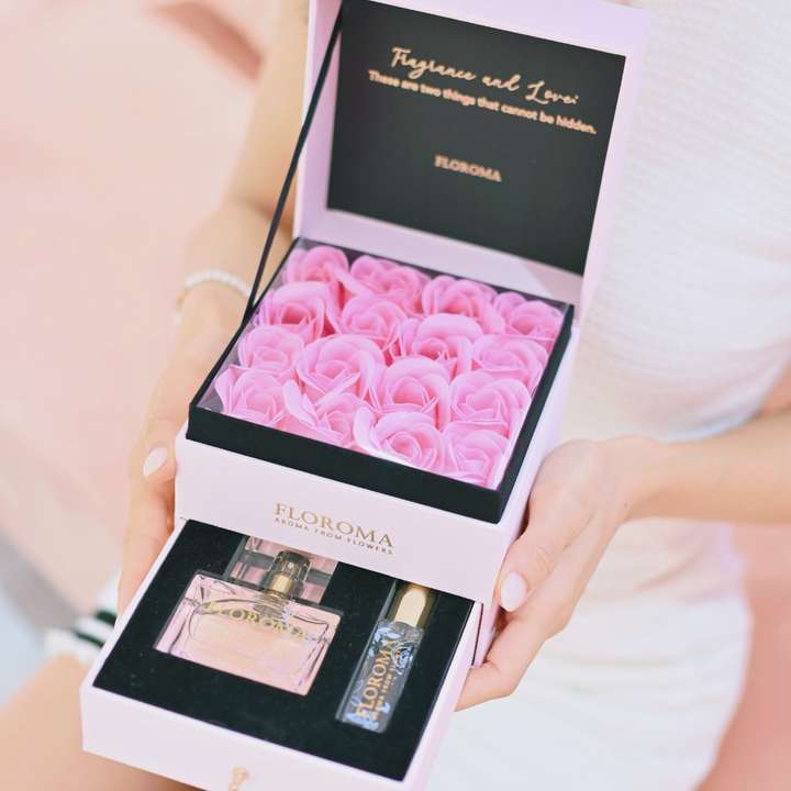 【Perfect Gift Set】Double-Drawer Floral Box + Perfume Set (35ml + 10ml)