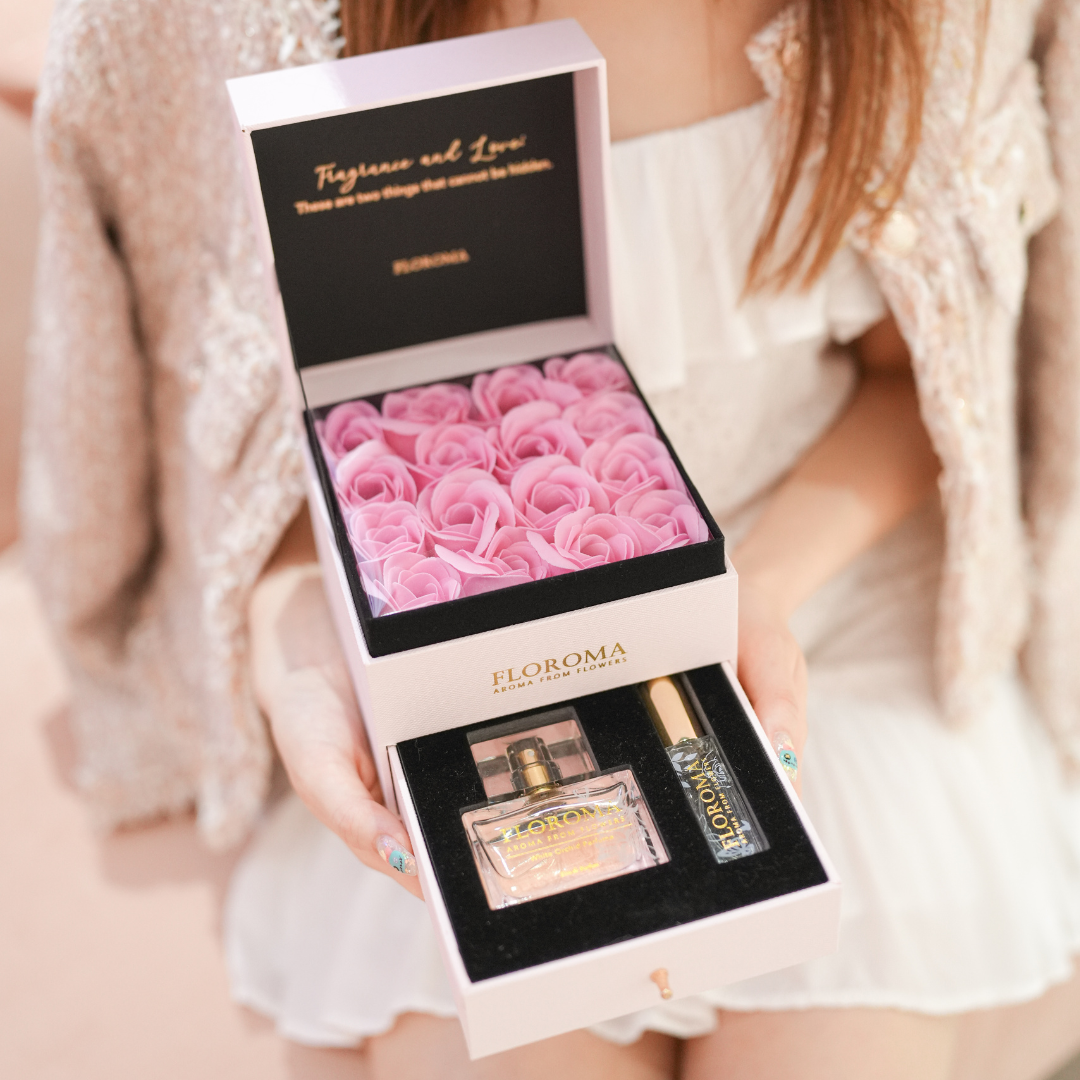【Perfect Gift Set】Double-Drawer Floral Box + Perfume Set (35ml + 10ml)