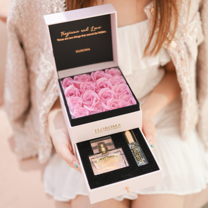 【Perfect Gift Set】Double-Drawer Floral Box + Perfume Set (35ml + 10ml)